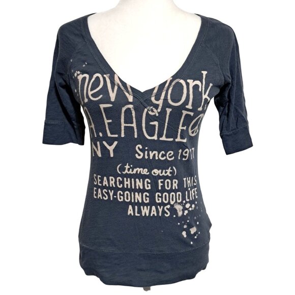 American Eagle Outfitters Tops - American Eagle Outfitters Top Womens M New York Graphic V-neck Soft Cotton Tee S